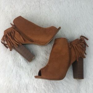 SPIRIT MODA Size 7.5 Peep Toe Ankle Booties EUC